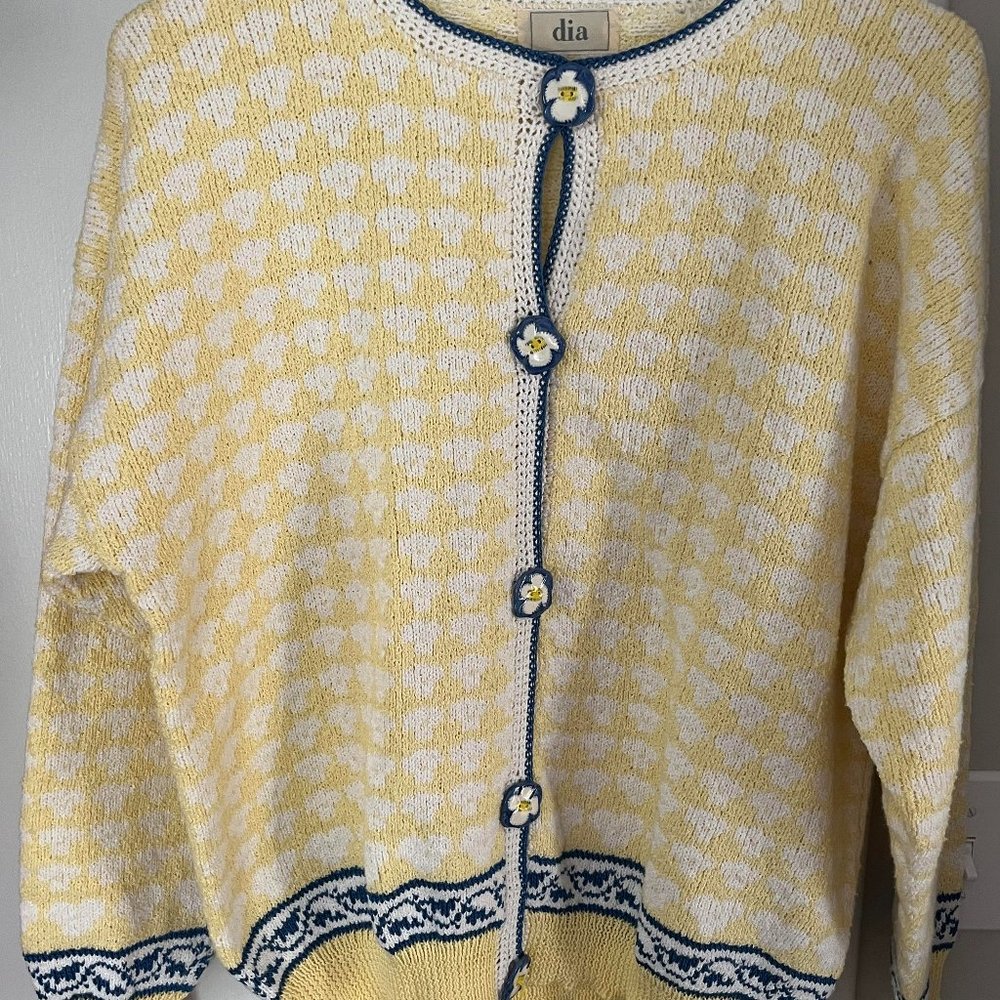Cotton Sweater Yellow and Blue